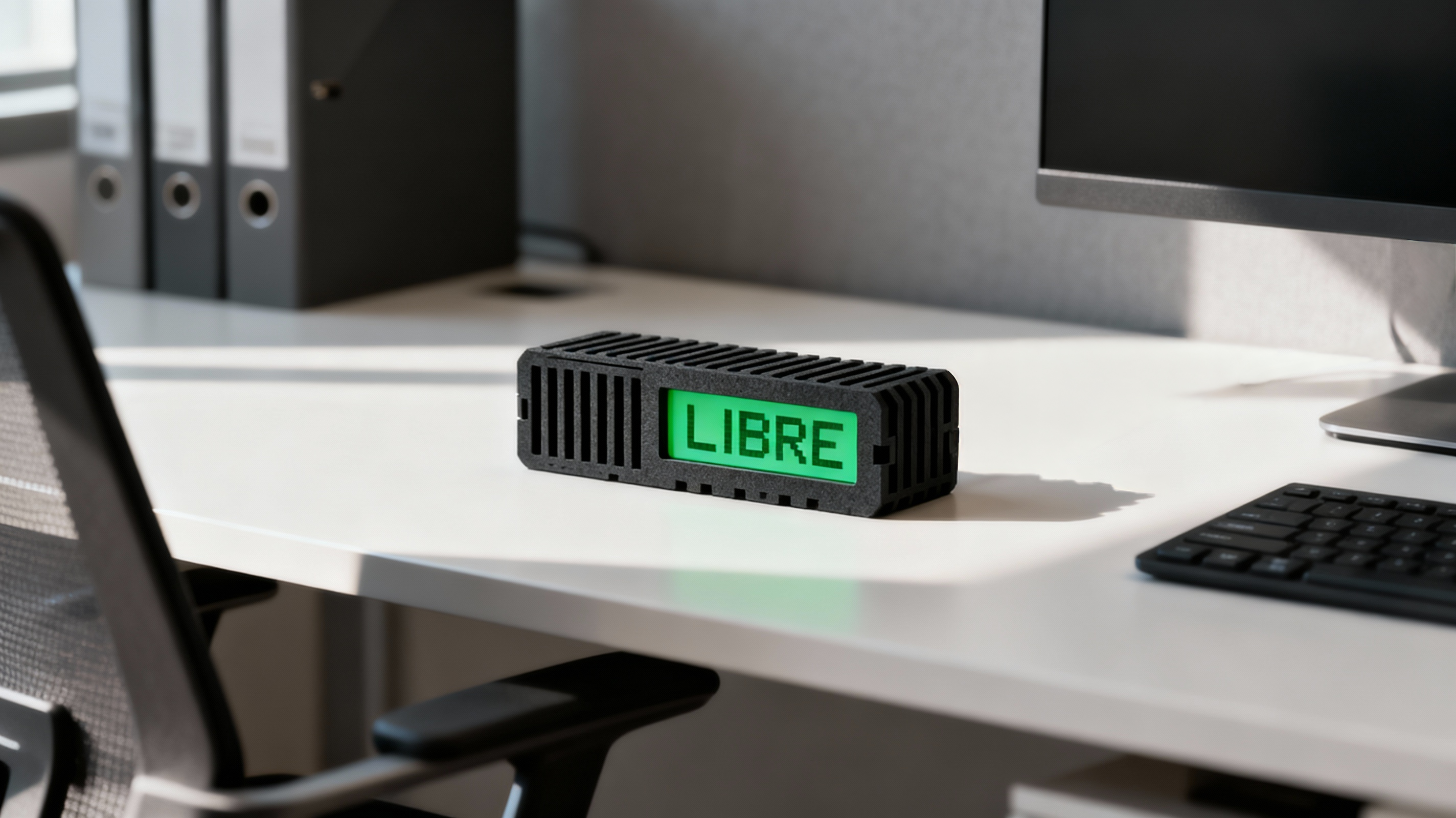 Module Smart Office affichant LIBRE sur un bureau